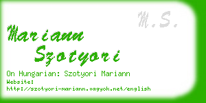 mariann szotyori business card